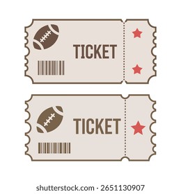 Football Ticket Icons, Game Entry Admission, vector illustration