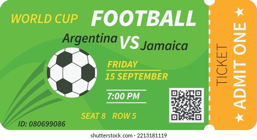 Football ticket. Sport event pass. Soccer flyer