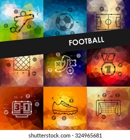 football timeline presentations with blurred unfocused background