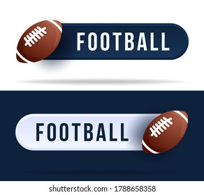 Football toggle switch buttons. Vector illustration with basketball ball and web button with text
