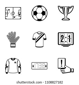 Football tool icons set. Simple set of 9 football tool vector icons for web isolated on white background