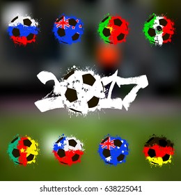 Football tournament 2017. Flags of the countries participant in the form of abstract balls. Vector illustration