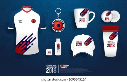 football tournament 2018 souvenir. soccer gift shop on pattern template