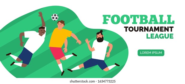 football tournament  championship soccer players with ball web banner design