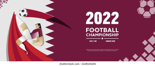 Football Tournament Cup 2022. Football 2022 trend. Background Design Template.