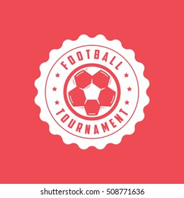 Football Tournament Emblem Flat Icon On Red Background