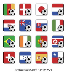 football tournament flag icons isolated on white