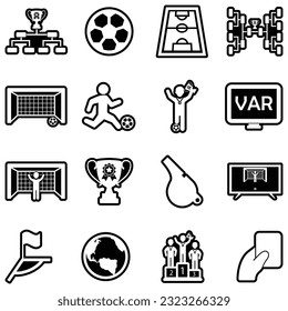 Football Tournament Icons. Line With Fill Design. Vector Illustration.