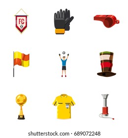 Football tournament icons set. Cartoon set of 9 football tournament vector icons for web isolated on white background