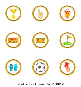 Football tournament icons set. Cartoon set of 9 football tournament vector icons for web isolated on white background