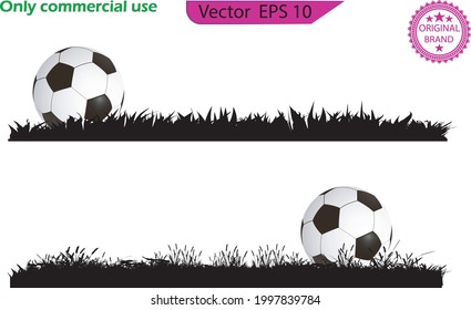 Football tournament, Soccer, cup, black grass field. Design Background Template, Vector Illustration. Vector banner of soccer ball on black  grass, and soccer ball isolated on transparent background. 