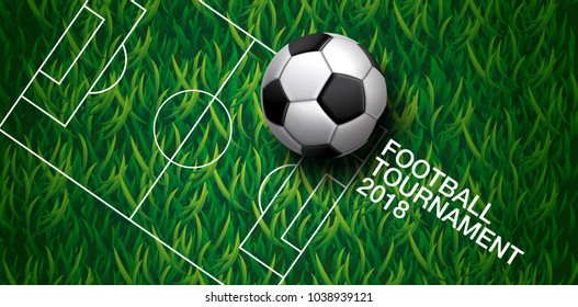 Football tournament, Soccer, cup, green field ,Design Background Template, Vector Illustration.