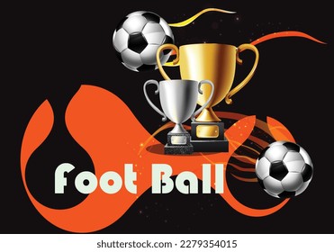 football tournament or soccer league. Graphics design with ball. Design of banner for sport events. advertising, championship of soccer, football, 3D illustration. Soccer tournament, poster, flayer.