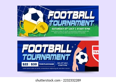 Football tournament, sport event banner design template easy to customize simple and elegant design