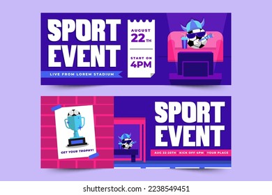 Football tournament, sport event banner design template. Field and ball feel design with a cool look