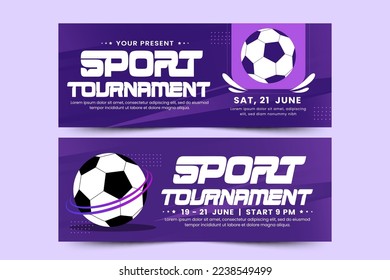 Football tournament, sport event banner design template. Field and ball feel design with a cool look
