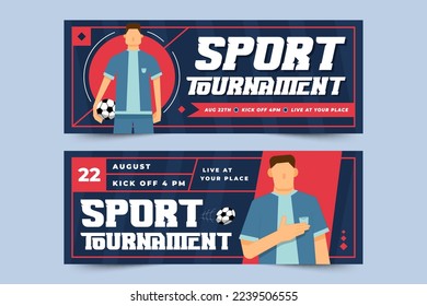 Football tournament, sport event banner design template easy to customize simple and elegant design
