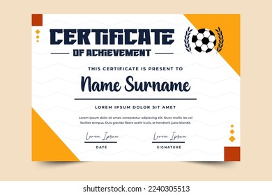 Football tournament, sport event certificate design template easy to customize simple and elegant design