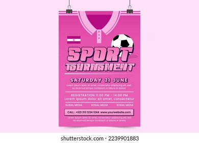 Football tournament, sport event poster or flyer design template easy to customize simple and elegant design
