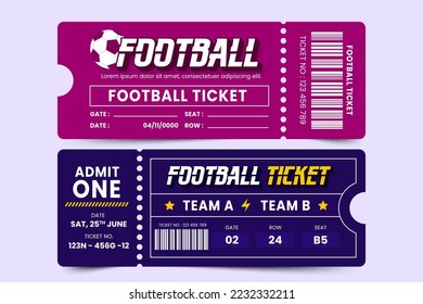 Football tournament, sport event ticket design template easy to customize simple and elegant design