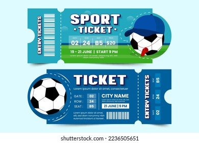 Football tournament, sport event ticket design template easy to customize simple and elegant design