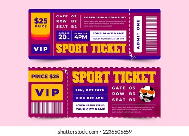 Football tournament, sport event ticket design template easy to customize simple and elegant design