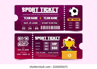 Football tournament, sport event ticket design template easy to customize simple and elegant design