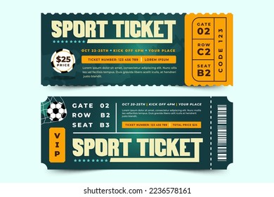 Football tournament, sport event ticket design template easy to customize simple and elegant design