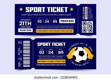 Football tournament, sport event ticket design template easy to customize simple and elegant design