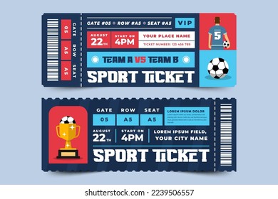 Football tournament, sport event ticket design template easy to customize simple and elegant design