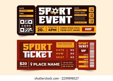 Football tournament, sport event ticket design template easy to customize simple and elegant design