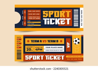 Football tournament, sport event ticket design template easy to customize simple and elegant design