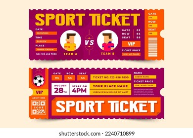 Football tournament, sport event ticket design template easy to customize simple and elegant design