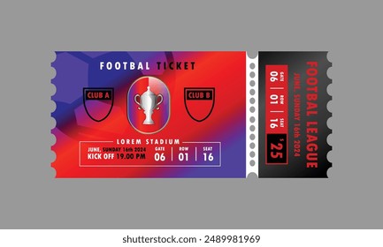 Football tournament sport event ticket template isolated