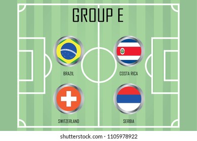 Football tournament teams on colourful background - Group E