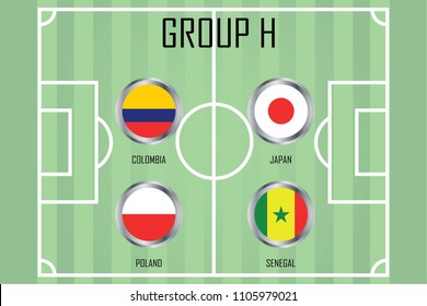 Football tournament teams on colourful background - Group H