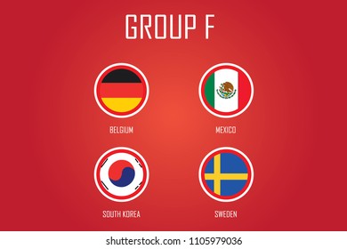 Football tournament teams on colourful background - Group F