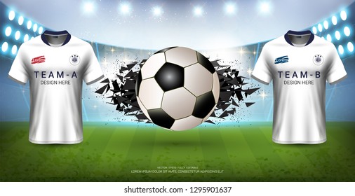 Football tournament template for sport event, Soccer jersey mock-up team A vs team B, For presentation score or game results (EPS10 vector fully editable and color change)