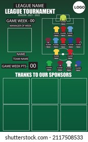 Football Tournament Vector Template. Soccer Futsal Flyer Poster