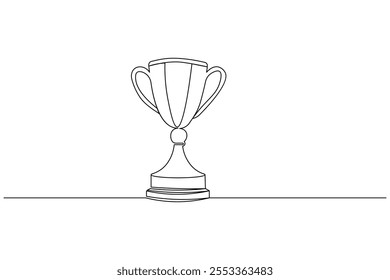 Football trophy cup continuous line drawing of isolate outline football day simple vector icon