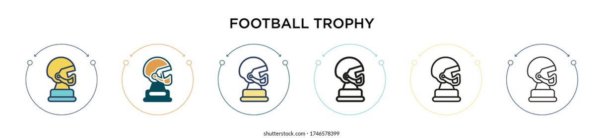 Football trophy icon in filled, thin line, outline and stroke style. Vector illustration of two colored and black football trophy vector icons designs can be used for mobile, ui, web