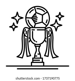 Football trophy - Soccer - outline icon design - vector illustration