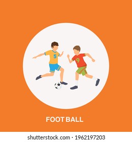 Football with two players playing flat concept design