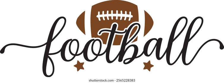 Football typography clip art design on plain white transparent isolated background for card, shirt, hoodie, sweatshirt, apparel, card, tag, mug, icon, poster or badge