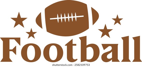 Football typography clip art design on plain white transparent isolated background for card, shirt, hoodie, sweatshirt, apparel, card, tag, mug, icon, poster or badge, tailgates and touchdowns