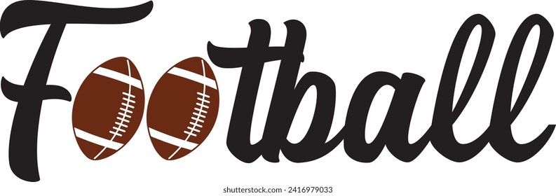 Football typography design on plain white transparent isolated background for card, shirt, hoodie, sweatshirt, apparel, card, tag, mug, icon, poster or badge