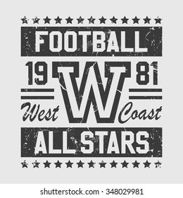 Football typography, t-shirt graphics