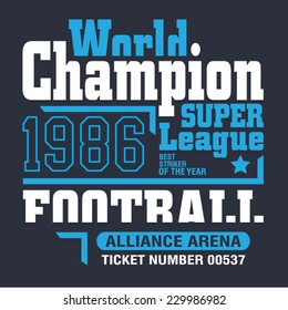 Football typography, t-shirt graphics, vectors