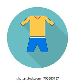 Football uniform flat icon. Simple filled football uniform flat vector icon. Flat vector icon with long shadow for web and mobile applications