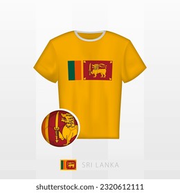 Uniforme de fútbol de la selección nacional de Sri Lanka con fútbol con bandera de Sri Lanka. Jersey de fútbol y fútbol con bandera. Plantilla de vectores.